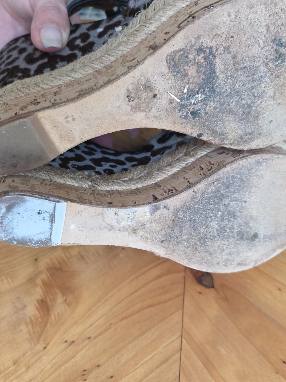 Gucci Brown Leopard Print Wedge Sandals